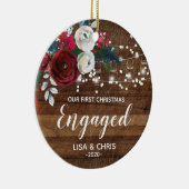 パーソナライズな初めてのクリスマスの婚約したなオーナメント セラミックオーナメント (右)