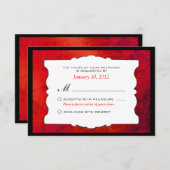 パーソナライズな動揺してで赤いゴシック様式結婚RSVP 出欠カード (正面/裏面)