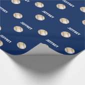 パーソナライズな包装紙、青い野球 ラッピングペーパー (角)