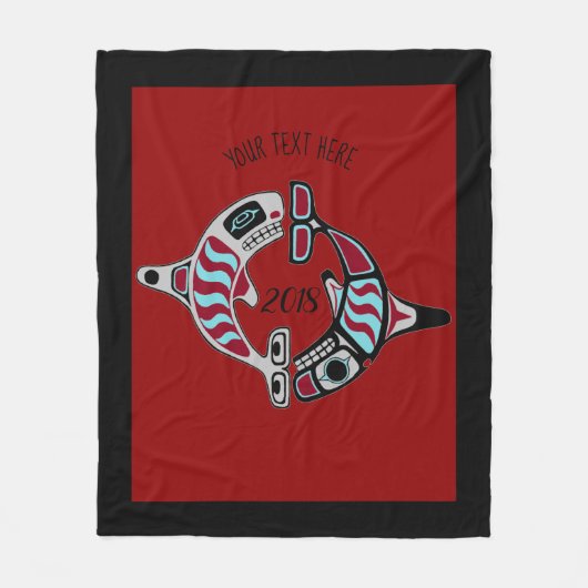 パーソナライズな北西海岸のシャチ毛布 フリースブランケット (正面)