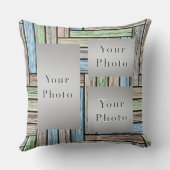 パーソナライズな単語の芸術のギフトあなたの3つの写真、5文字 クッション (裏面)