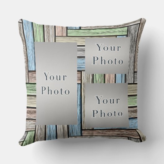 パーソナライズな単語の芸術のギフトあなたの3つの写真、5文字 クッション (裏面)