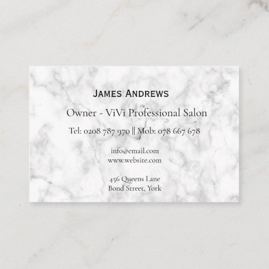 パーソナライズな原稿の大理石のエレガントな名刺 名刺 (裏面)