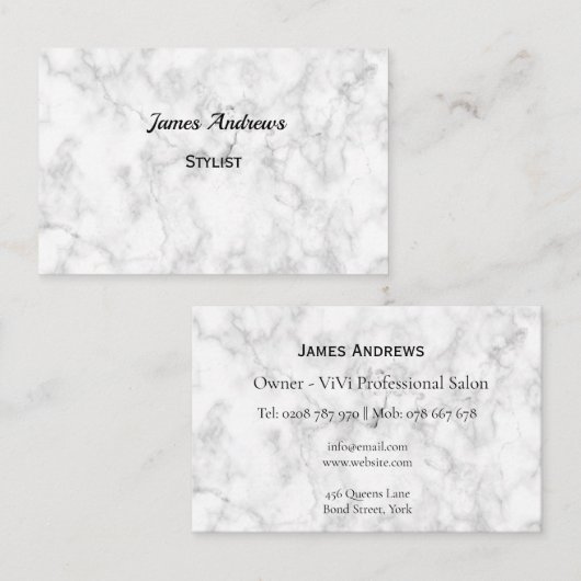 パーソナライズな原稿の大理石のエレガントな名刺 名刺 (正面/裏面)