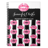 パーソナライズな口紅のディストリビューターのピンクの唇のキス ノートブック (正面)