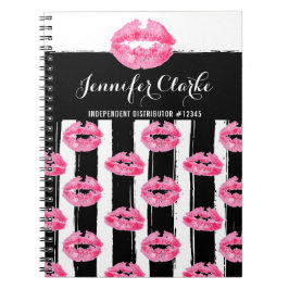 パーソナライズな口紅のディストリビューターのピンクの唇のキス ノートブック