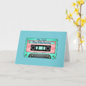 パーソナライズな古い学校の組合せテープバースデー・カード カード (黄色い花)