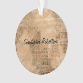 パーソナライズな古い引き裂かれたヴィンテージ新聞2 オーナメント (正面)