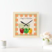パーソナライズな台所レシピの時計-野菜 スクエア壁時計 (ホーム)
