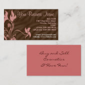 パーソナライズな名刺、フェミニンなピンク/ブラウン 名刺 (正面/裏面)