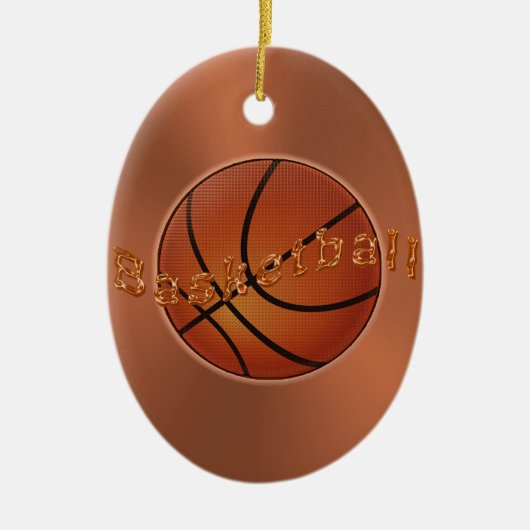 パーソナライズな名前および数バスケットボールのオーナメント セラミックオーナメント (正面)