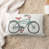 パーソナライズな名前のかわいいレトロの自転車 ランバークッション (ブランケット)