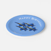 パーソナライズな名前のジェット機の誕生日 ペーパープレート (アングル)