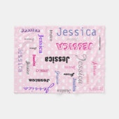 パーソナライズな名前のタイポグラフィのピンクのハート フリースブランケット (正面(横))