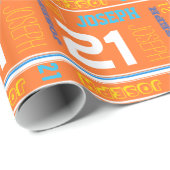 パーソナライズな名前の第21誕生日のスポーツの覆い ラッピングペーパー (ロールコーナー)