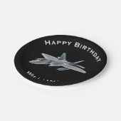 パーソナライズな名前のF-22戦闘機の誕生日 ペーパープレート (アングル)