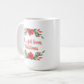 パーソナライズな名前はこの女の子クリスマスのマグを愛します コーヒーマグカップ (正面左)