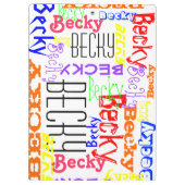 パーソナライズな名前をカスタムするのコラージュのカラフル クリップボード (裏面)