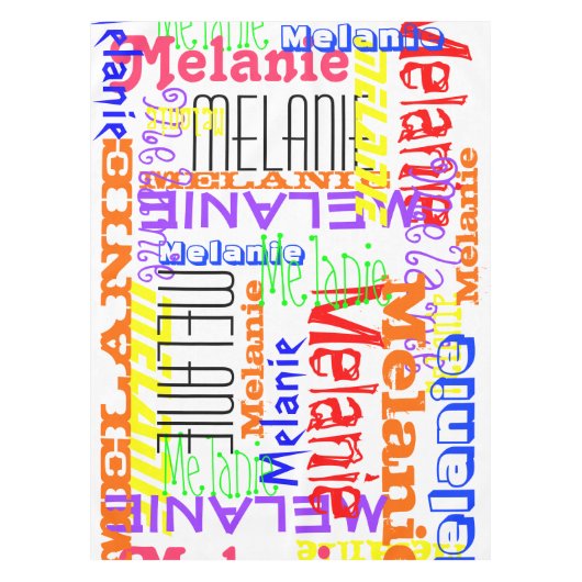 パーソナライズな名前をカスタムするのコラージュのカラフル テーブルクロス (正面)