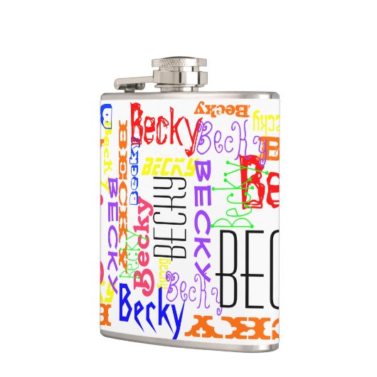 パーソナライズな名前をカスタムするのコラージュのカラフル フラスク (左)