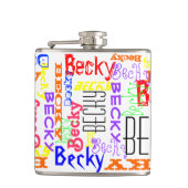 パーソナライズな名前をカスタムするのコラージュのカラフル フラスク (正面)