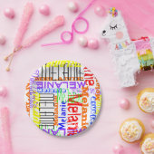 パーソナライズな名前をカスタムするのコラージュのカラフル ペーパープレート (パーティー)