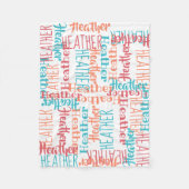 パーソナライズな名前をカスタムするのコラージュのターコイズのオレンジ フリースブランケット (正面)