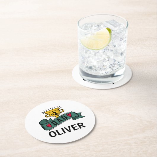 パーソナライズな名前をカスタムするの父の日|のコースター ラウンドペーパーコースター (インサイチュ)