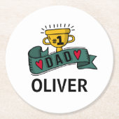 パーソナライズな名前をカスタムするの父の日|のコースター ラウンドペーパーコースター (正面)