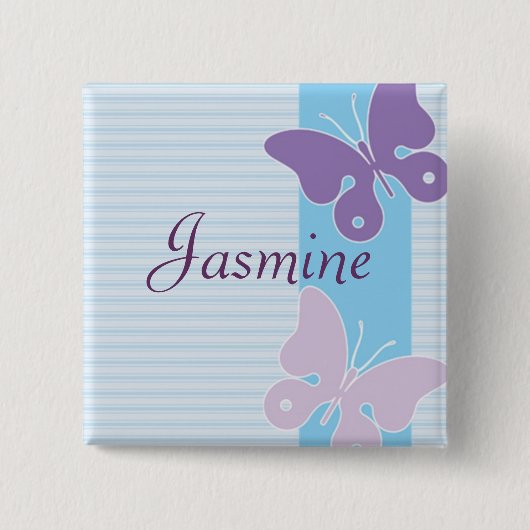 パーソナライズな名前入りの記章-蝶 缶バッジ (正面)