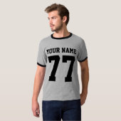 パーソナライズな名前 + 数はジャージーのTシャツを遊ばします Tシャツ (正面フル)