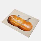 パーソナライズな国の収穫のカボチャ歓迎- ドアマット (アングル)