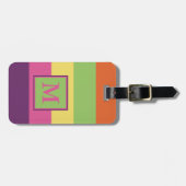 パーソナライズな夏のフリップフロップのストライプ ラゲッジタグ (正面横)