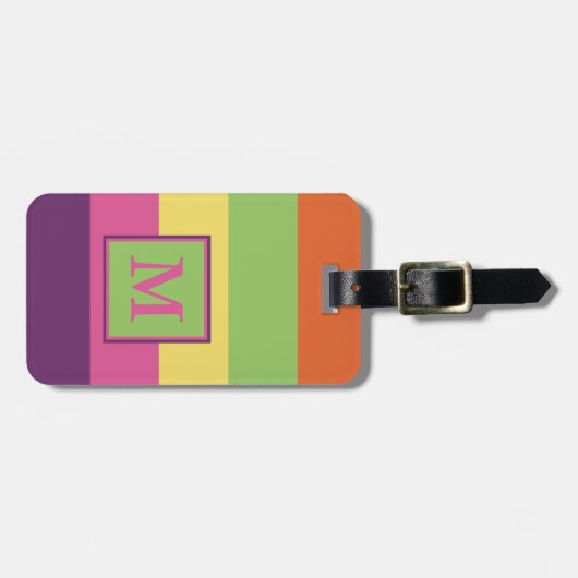 パーソナライズな夏のフリップフロップのストライプ ラゲッジタグ (正面横)