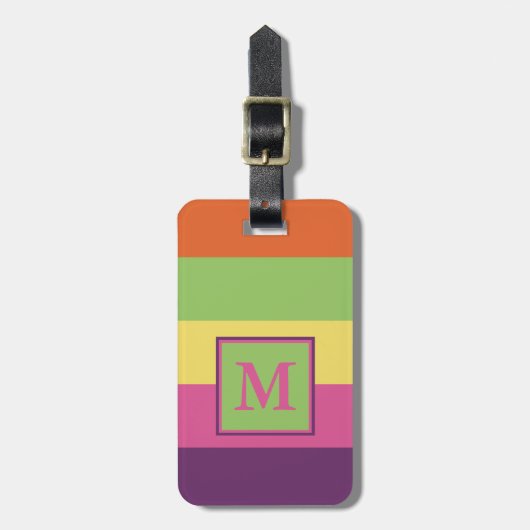 パーソナライズな夏のフリップフロップのストライプ ラゲッジタグ (正面縦)