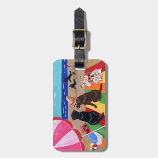 パーソナライズな夏の微風のラブラドールの絵を描くこと ラゲッジタグ (正面縦)