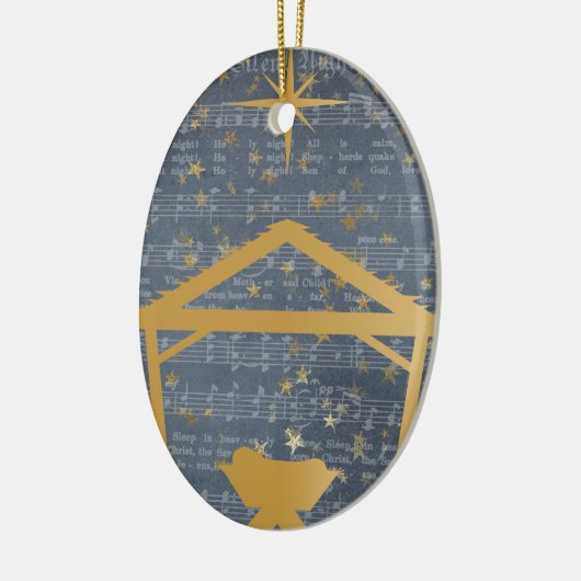 パーソナライズな夜ベビーのイエス・キリストの静かなクリスマス セラミックオーナメント (左)