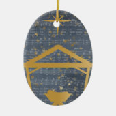 パーソナライズな夜ベビーのイエス・キリストの静かなクリスマス セラミックオーナメント (正面)