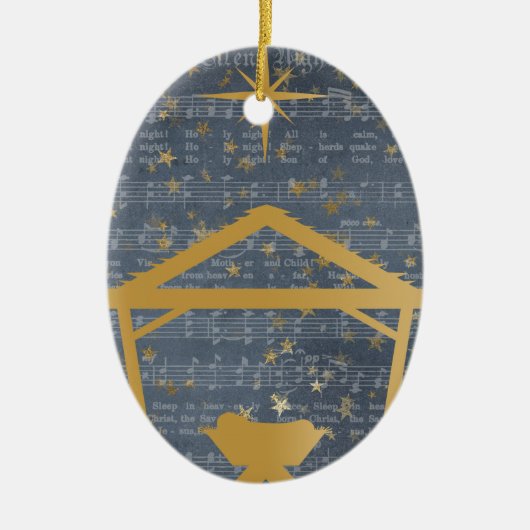 パーソナライズな夜ベビーのイエス・キリストの静かなクリスマス セラミックオーナメント (正面)