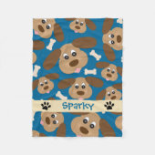 パーソナライズな大きい耳を搭載するかわいい微笑犬 フリースブランケット (正面)