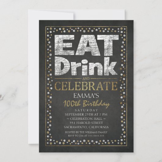 パーソナライズな大人の100th誕生日の招待状 招待状 (正面)