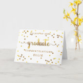 パーソナライズな大学院のフェイクな金ゴールドホイルの紙吹雪 カード (黄色い花)