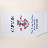 パーソナライズな大尉一等航海士の飛ぶ人のギア ビーチタオル (正面)