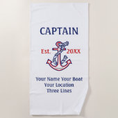 パーソナライズな大尉一等航海士の飛ぶ人のギア ビーチタオル (正面)