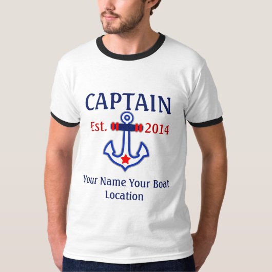 パーソナライズな大尉一等航海士の飛ぶ人のギア Tシャツ (正面)