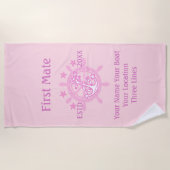 パーソナライズな大尉一等航海士の飛ぶ人の乗組員 ビーチタオル (正面)