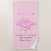 パーソナライズな大尉一等航海士の飛ぶ人の乗組員 ビーチタオル (正面)