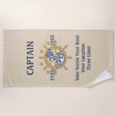 パーソナライズな大尉一等航海士の飛ぶ人の乗組員 ビーチタオル (正面)