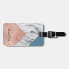 パーソナライズな大理石ののどのばら色の金ゴールドの青 ラゲッジタグ
