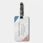 パーソナライズな大理石ののどのばら色の金ゴールドの青 ラゲッジタグ (裏面縦)